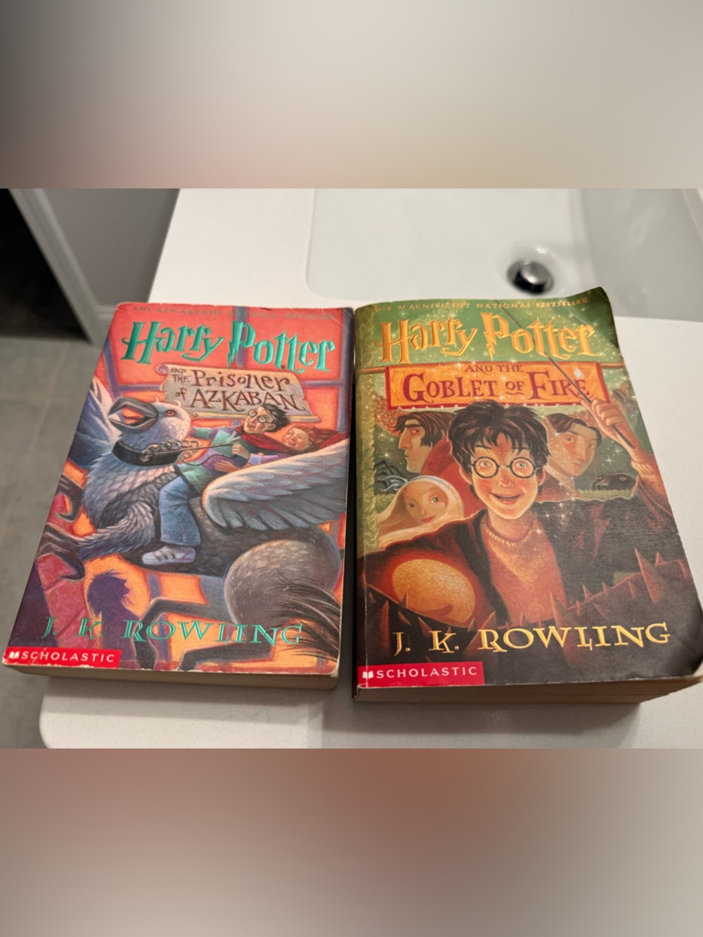Vintage Scholastic Harry Potter paperback set - green, red, orange 1999& 2000